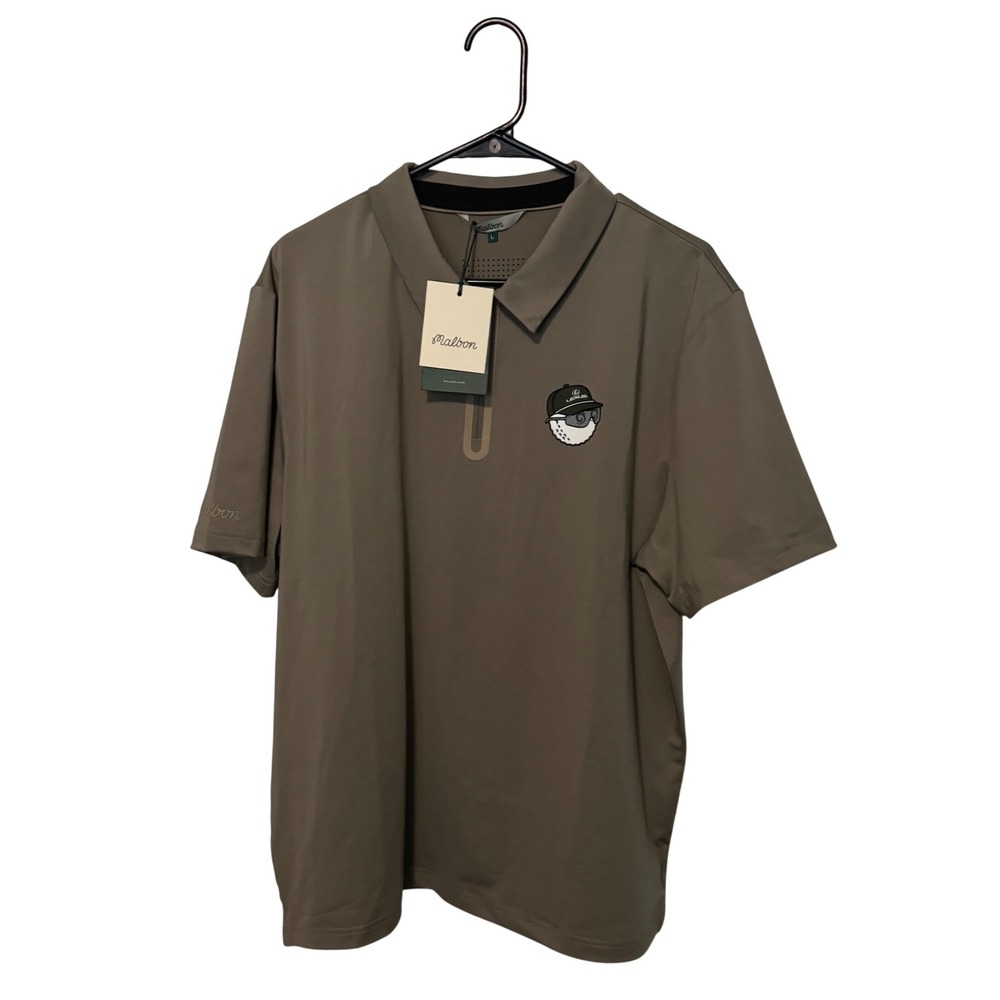 Malbon Lexus Polo Shirt Mens Large Brown Performance Zip Up Golf Golfcore READ